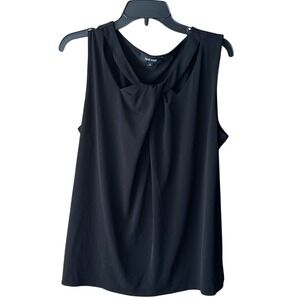 Nine West Black Sleeveless Top Cutout Neckline Twist‎ Front Blouse